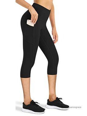High Waist Yoga Pants with Pockets Workout Leggings Tummy Control Non